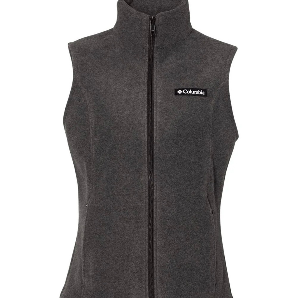 Columbia Benton Springs Fleece Vest Womens Size S Charcoal Gray Full Zip Outdoor